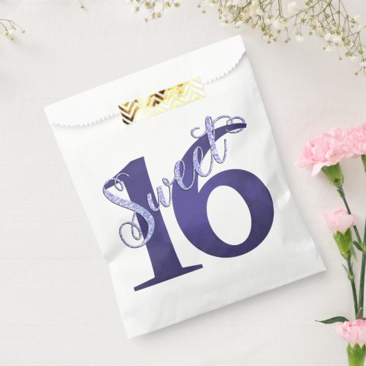Sweet 16 | Paarse Waterverf Grunge en Glitter Bedankzakje (Gezegeld)