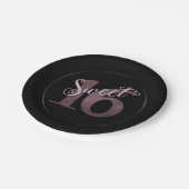 Sweet 16 | Paarse Waterverf Grunge en Glitter Papieren Bordje (Gekanteld)