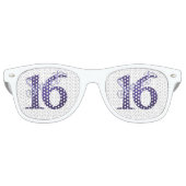 Sweet 16 | Paarse Waterverf Grunge en Glitter Retro Zonnebril (Voorkant)