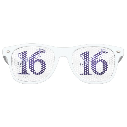 Sweet 16 | Paarse Waterverf Grunge en Glitter Retro Zonnebril (Voorkant)