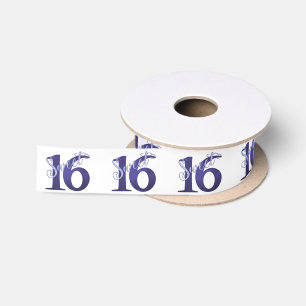 Sweet 16 Paarse Waterverf Grunge en Glitter Satijnen Lint