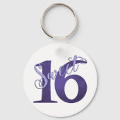 Sweet 16 | Paarse Waterverf Grunge en Glitter Sleutelhanger (Achterkant)