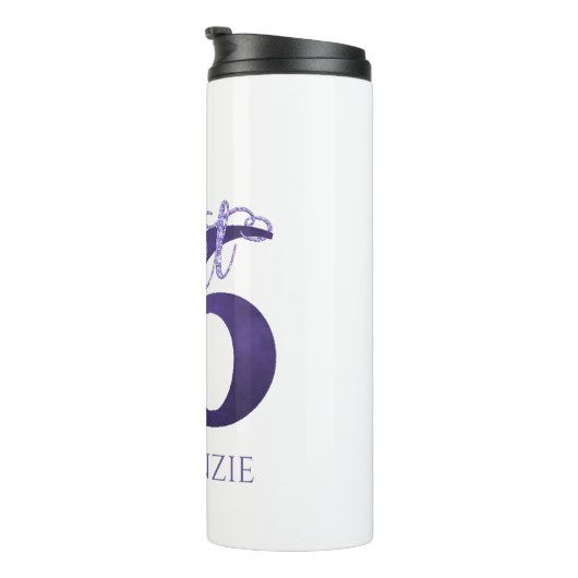 Sweet 16 | Paarse Waterverf Grunge en Glitter Thermosbeker (Geroteerd rechts)