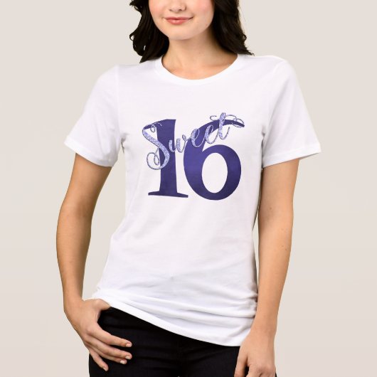 Sweet 16 | Paarse Waterverf Grunge en Glitter Tri-Blend Shirt (Voorkant)