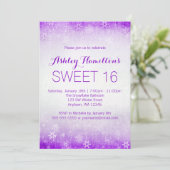 Sweet 16  Paarse winterWonderland Kaart (Staand voorkant)