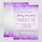 Sweet 16  Paarse winterWonderland Kaart (Voorkant / Achterkant)
