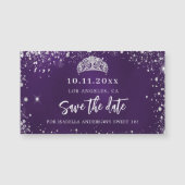 Sweet 16 paarse zilvertiara, behalve de datummagne (Voorkant)