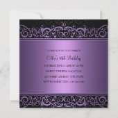 Sweet 16 | Paarse & zwarte Damask Uitnodiging (Achterkant)