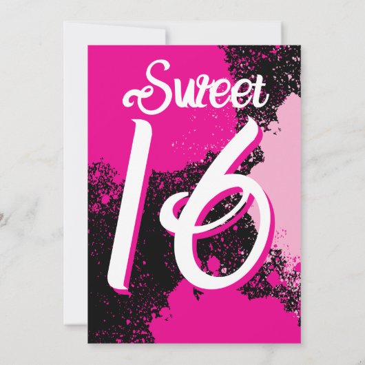 Sweet 16 Paint Splatter Foto Verjaardag Uitnodigin Kaart (Achterkant)