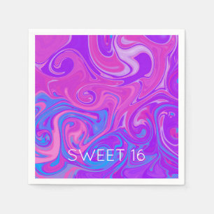 SWEET 16 Paint Swirl Roze Paarse Blauwe Marmeren K Servet