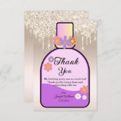 Sweet 16 parfumfles Goud druipend glitters Bedankkaart (Voorkant / Achterkant)