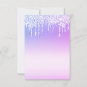 Sweet 16 parfumfles paarse druppelende glitters bedankkaart (Achterkant)