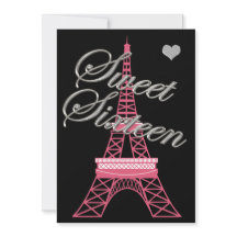 Sweet 16 Paris Eiffel Tower Birthday Invitation