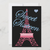 Sweet 16 Paris Eiffel Tower Birthday Invitation Kaart (Voorkant)
