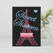 Sweet 16 Paris Eiffel Tower Birthday Invitation Kaart (Staand voorkant)