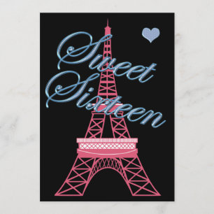 Sweet 16 Paris Eiffel Tower Birthday Invitation Kaart