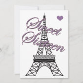 Sweet 16 Paris Eiffel Tower Birthday Invitation Kaart (Voorkant)