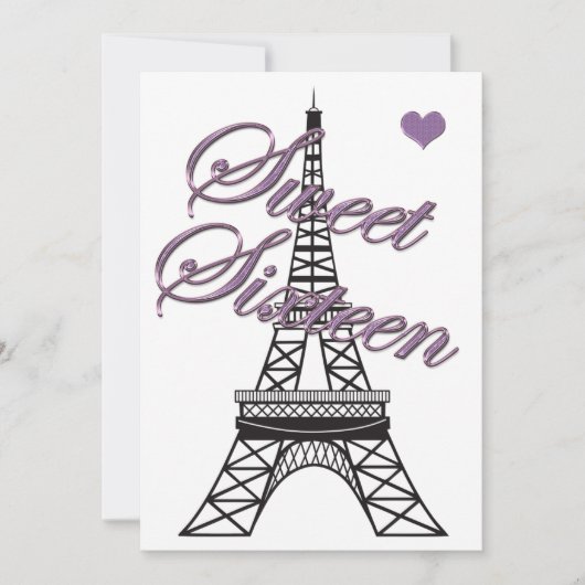 Sweet 16 Paris Eiffel Tower Birthday Invitation Kaart (Voorkant)