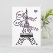 Sweet 16 Paris Eiffel Tower Birthday Invitation Kaart (Staand voorkant)