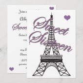 Sweet 16 Paris Eiffel Tower Birthday Invitation Kaart (Voorkant / Achterkant)