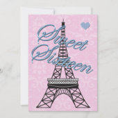Sweet 16 Paris Eiffel Tower Birthday Invitation Kaart (Voorkant)