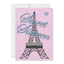 Sweet 16 Paris Eiffel Tower Birthday Invitation