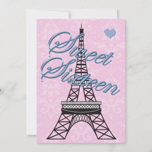 Sweet 16 Paris Eiffel Tower Birthday Invitation Kaart (Voorkant)