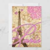 Sweet 16 Paris Eiffel Tower  Flower Pink Kaart (Achterkant)