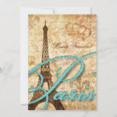 Sweet 16 Paris nodigt Eiffeltoren Blue Te uit Kaart (Achterkant)