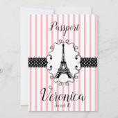 Sweet 16 Paris Passport Roze & Zwart Kaart (Voorkant)