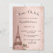 Sweet 16 Paris roos Gold Eiffeltoren luxe Kaart (Voorkant)