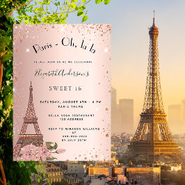 Sweet 16 Paris roos Gold Eiffeltoren luxe Kaart