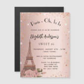 Sweet 16 Paris roos Gold Eiffeltoren luxe Magnetische Uitnodiging (Voorkant / Achterkant)