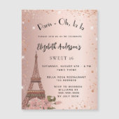 Sweet 16 Paris roos Gold Eiffeltoren luxe Magnetische Uitnodiging (Voorkant)