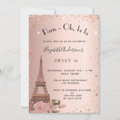 Sweet 16 Paris roos Gold glitter Eiffeltoren Kaart (Voorkant)