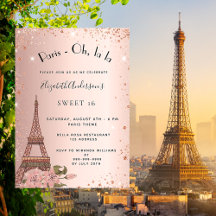 Sweet 16 Paris roos Gold glitter Eiffeltoren