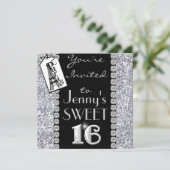 SWEET 16 Paris Theme Bling Party Invitation Kaart (Staand voorkant)