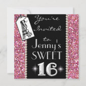 SWEET 16 Paris THEME Party Invitation with BLING! Kaart (Voorkant)