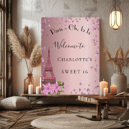 Sweet 16 Paris zielig roze eiffeltoren welkom Perfect Poster