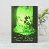 SWEET 16 PARTIJ, EMERALD GREEN BLACK DAMASK KAART (Staand voorkant)