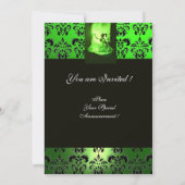 SWEET 16 PARTIJ, EMERALD GREEN BLACK DAMASK KAART (Achterkant)