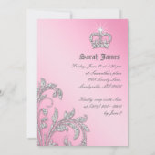 Sweet 16-partij nodigt glitter Leaves Pink Crown u Kaart (Achterkant)