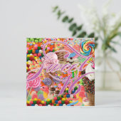 Sweet 16 Partij nodigt Snoep Roze glitter uit Kaart (Staand voorkant)