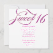 Sweet 16 Partij nodigt Snoep Roze glitter uit Kaart (Achterkant)