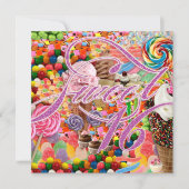 Sweet 16 Partij nodigt Snoep Roze glitter uit Kaart (Voorkant)