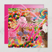 Sweet 16 Partij nodigt Snoep roze uit Kaart (Voorkant / Achterkant)
