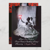 SWEET 16 PARTIJ, RODE, ZWARTE EN GOUDE DAMASK KAART (Voorkant / Achterkant)