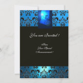 SWEET 16 PARTIJ, SAPPHIRE BLUE, ZWARTE DAMASK KAART (Achterkant)