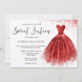 Sweet 16-partij: Verbazingwekkend rood glitter-gow Kaart (Voorkant)