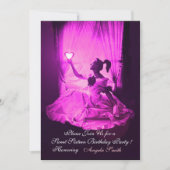 SWEET 16 PARTIJ, VIOLET FUCHSIA BLACK DAMASK KAART (Voorkant)